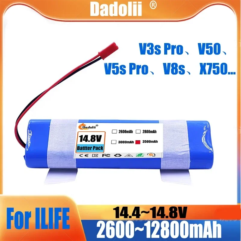 

14.8V Battery 12800mAh Lithium Battery for ILIFE V3s Pro V50 V5s Pro V8s V80 Max B5 Max S5 Pro X750 Robot Vacuum Cleaner Battery