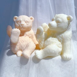 3D Animal Polar Bear Soy Wax Molds DIY Gift Animal Lover Home Decoration Mould Cute Naughty Bear Candle Silicone Mold