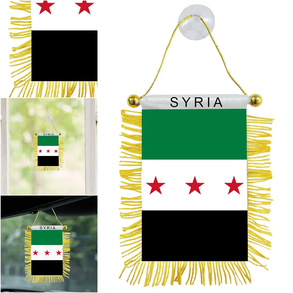 Syria Mini Pennant Double Sided Banner with Suction Cup Elegant Design for Car Decoration and Events