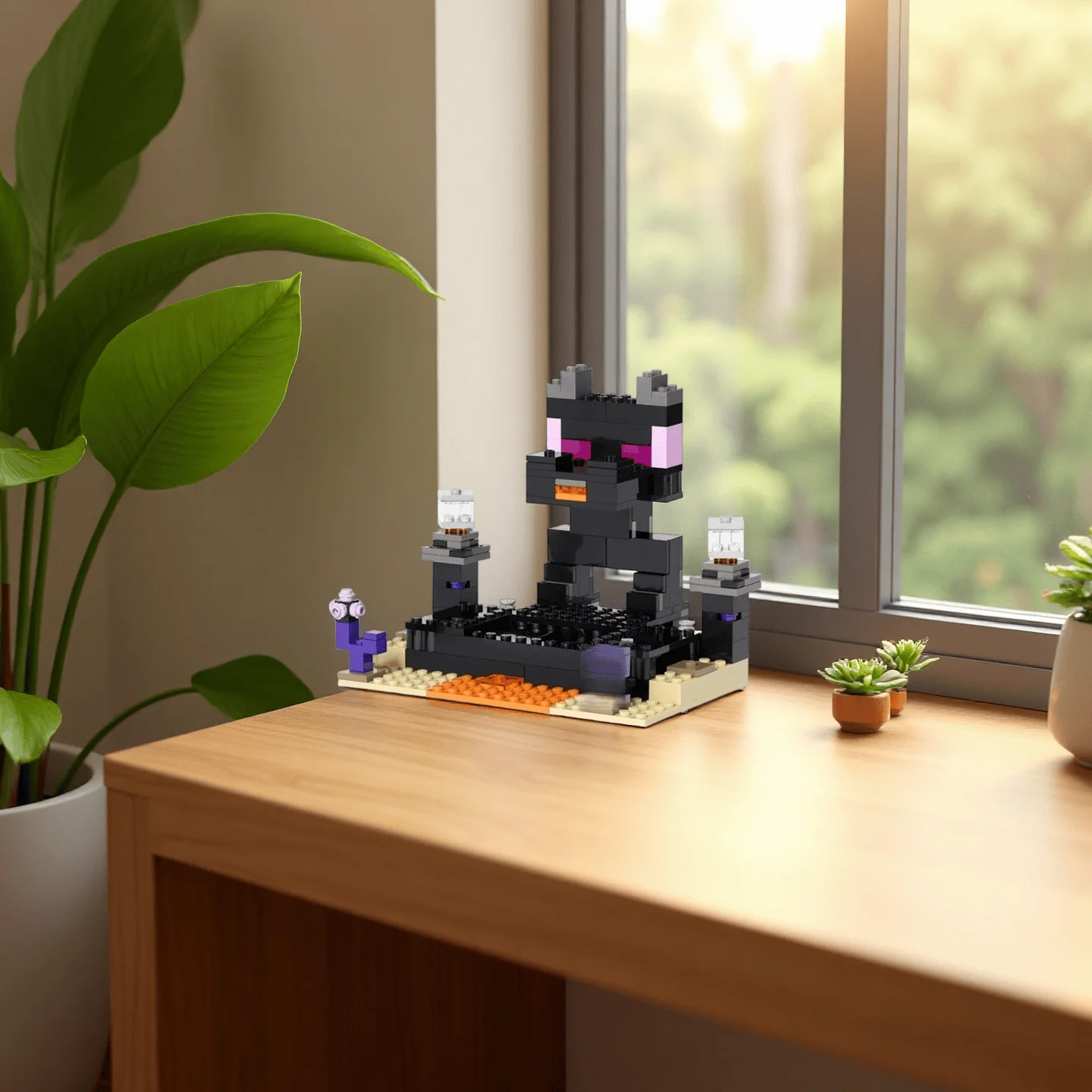 

252PCS Creative The End Arena Building Blocks With 4 Figures DIY World Assemble Bricks Toy Gift For Adult