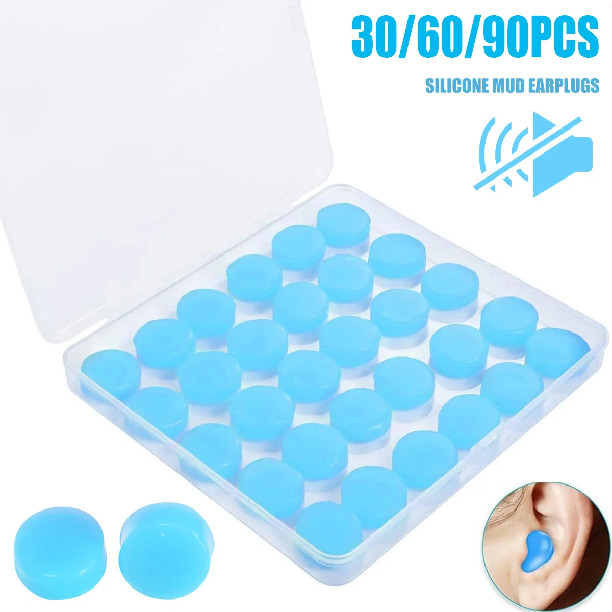 Silicone Earplugs Wax Ear Plugs Noise Cancelling Sleeping Protection Ear Plugs Waterproof Earbuds for Sleeping Flying Swimming