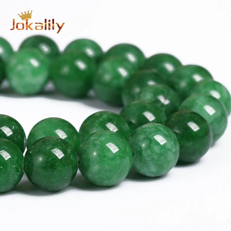 Natural Green Emerald Jades Beads For Jewelry Making Round Loose Stone Beads DIY Bracelet Necklace Accessories 4 6 8 10 12mm 15\