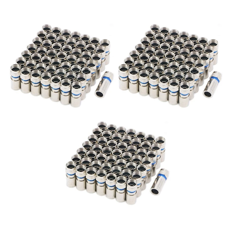 

HLZS-Compression RG6 F Connector Coax Coaxial Adapter Plug For Satellite & Cable TV (150 Pack)