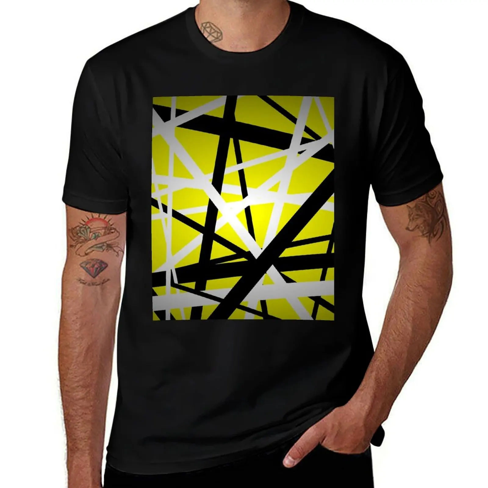 

van halen stripes yellow T-Shirt Stain Resistant Casual Tee