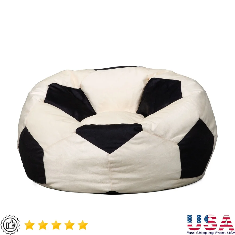 

Child-Sized Soccer Ball Bean Bag Chair Soft Polyester Cozy Comfortable Seating Kids Playroom Bedroom Fun Design