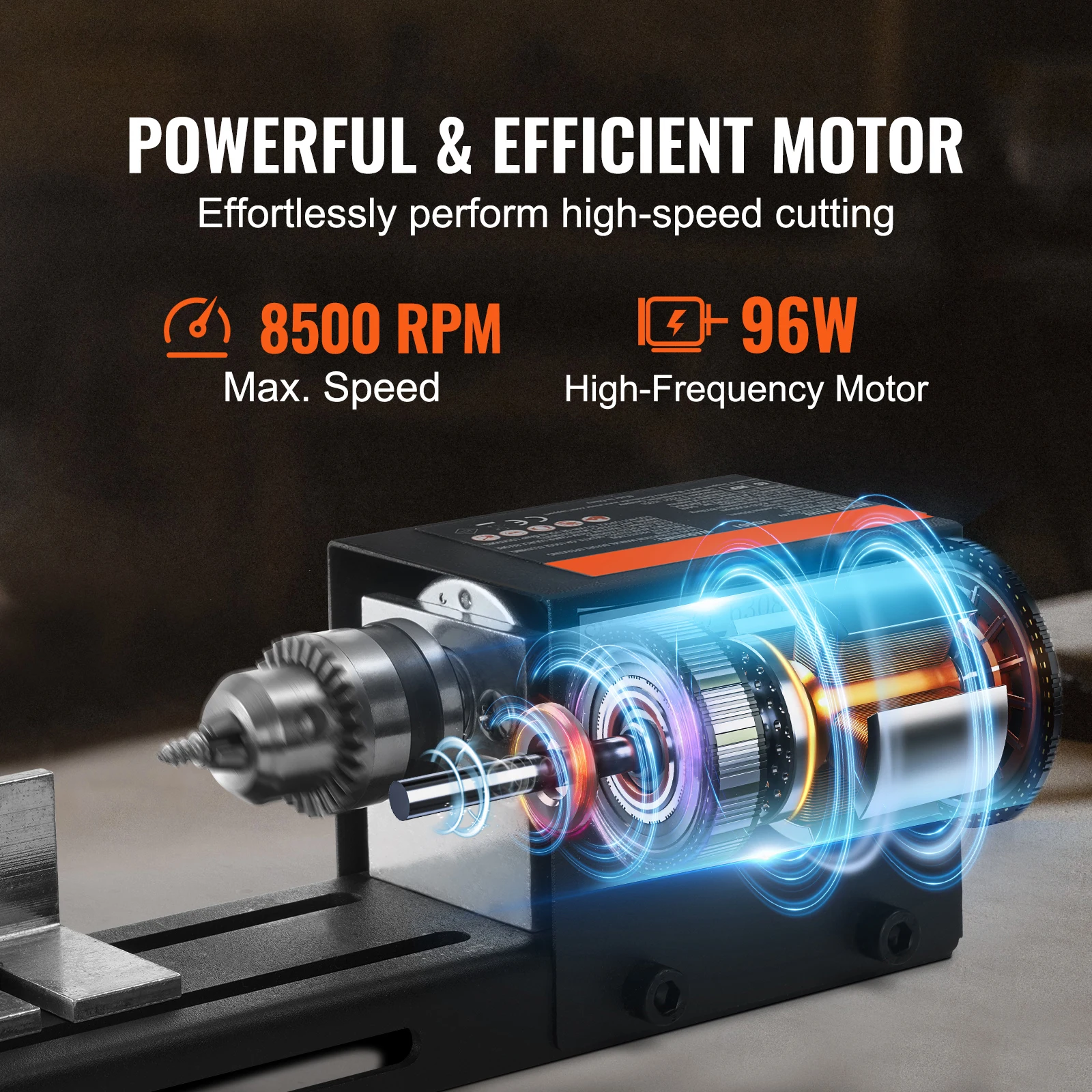 SucceBuy Mini Máquina de Torno de Madeira 2.76inx6.3in 24VDC 96W Acessórios de Máquina 7 Velocidades para DIY Carpintaria Broca Ferramenta Rotativa