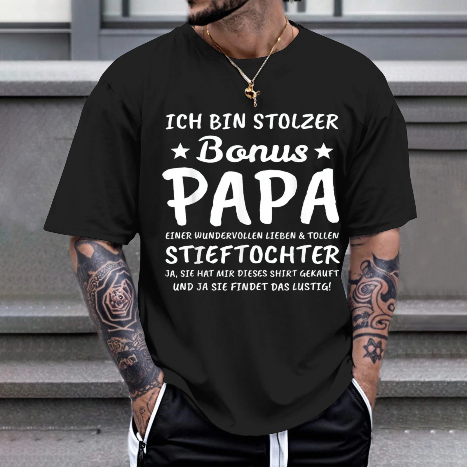 Herren-T-Shirt „Ich Bin Stolzer Bonus Papa“, perfekt für Freizeitkleidung, Partys und Karnevalsoutfits
