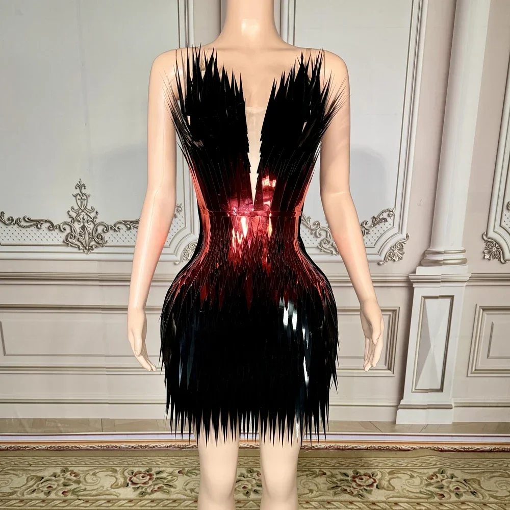 

Shiny Black Red Sequins Short Dress for Women Sexy V Neck Evening Prom Birthday Celebrate Dress Photo Shoot Wear Stage Costume