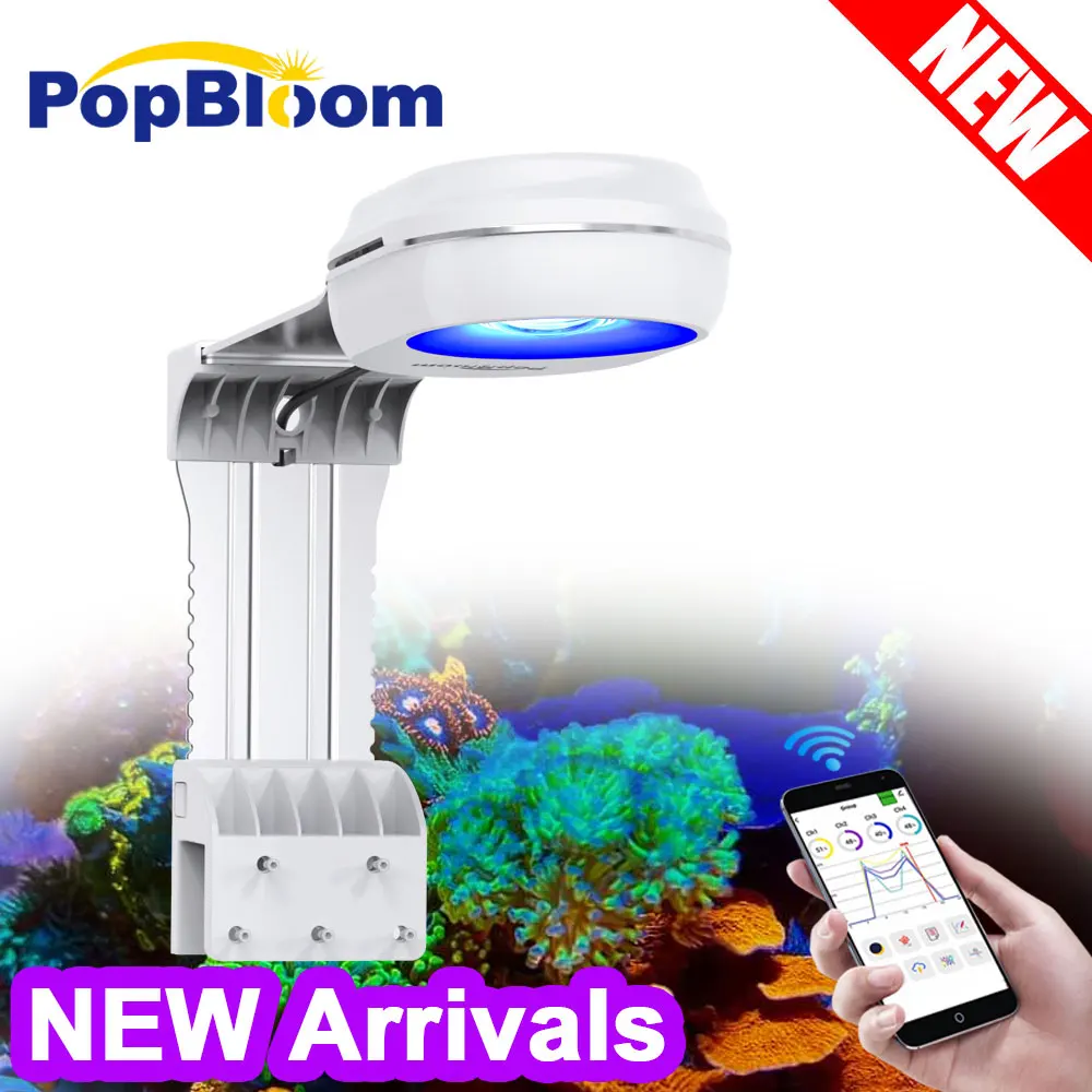 

PopBloom Reef Light, WiFi Marine aquarium light Full Spectrum, APP-Program Aquarium LED Lamp for Coral SPS/LPS Nano Fish Tank