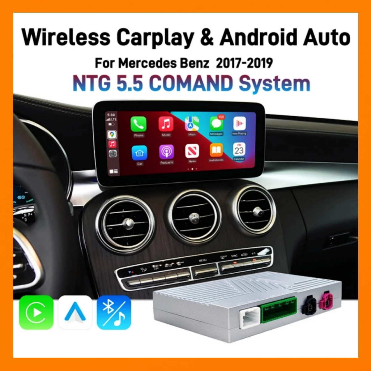 Wireless Carplay Android Auto Decoder Box For Mercedes Benz E Class W213 NTG 5.5 COMAND System 2017-2019 GPS