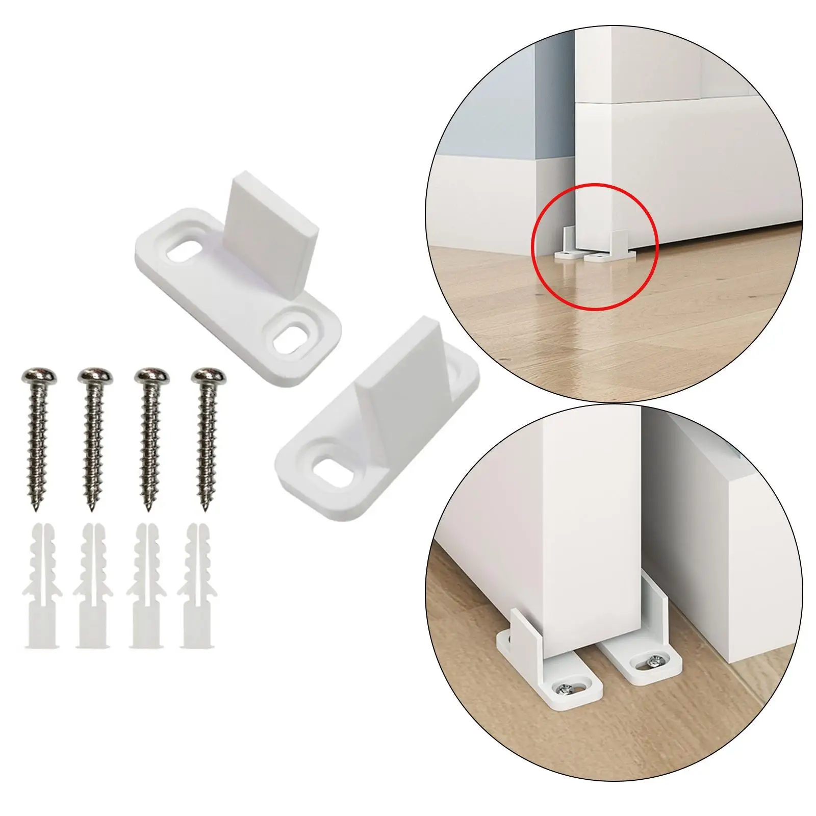 2 Pieces Sliding Barn Guides Bottom L Guide Floor Mounted Stopper with Screws Hardware , Easy to Install