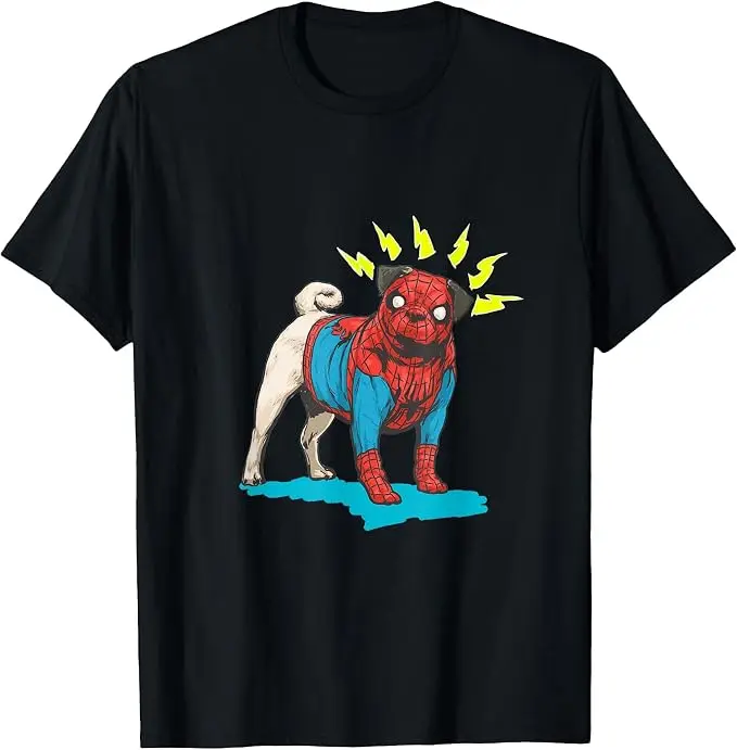 Spider Pug Dog Cartoon T-Shirt Y2k Niedliche Pop-Art-Heldenhund-Grafik-Bekleidung Jungenmode Modische Outdoor-Ästhetische Kleidung T-Shirts – Detail 11