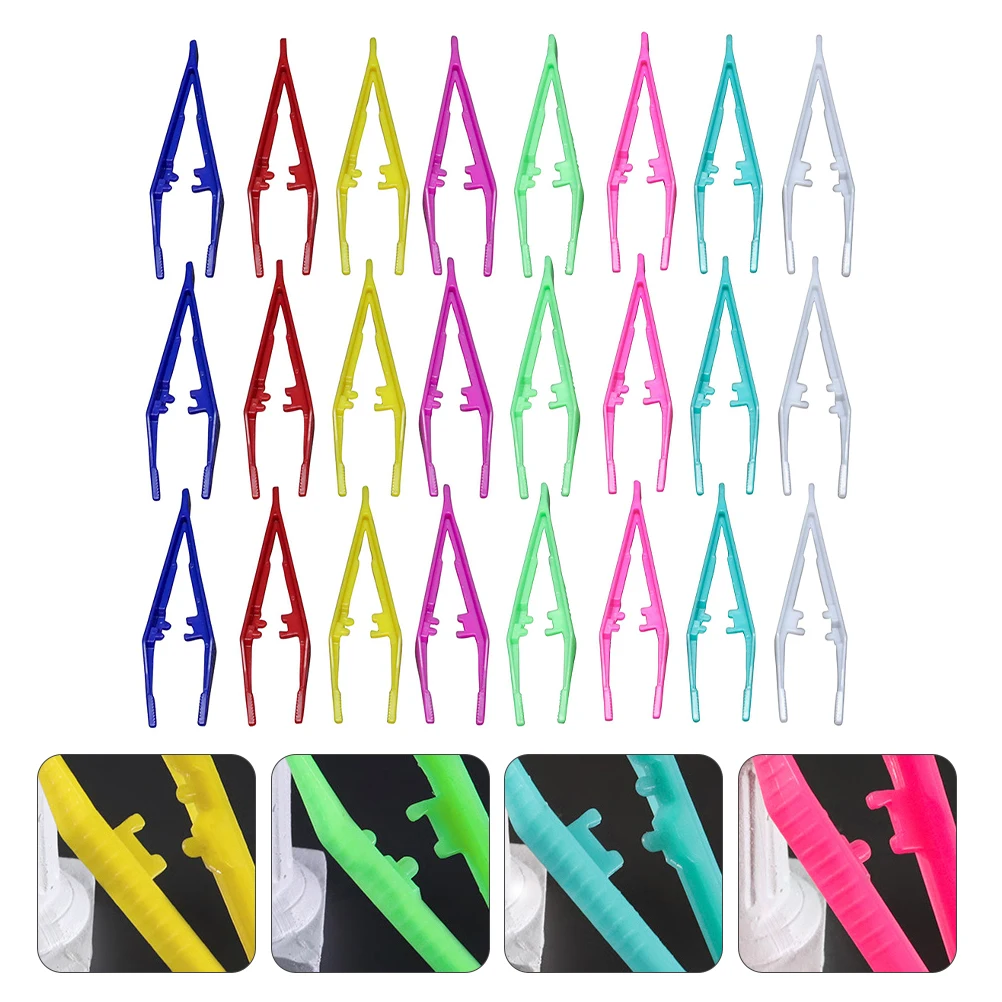 24Pcs Fake Eyelash Tweezers Ergonomic Design Plastic Makeup Clips for Effortless Lash Fixing Hygienic Reusable Beauty