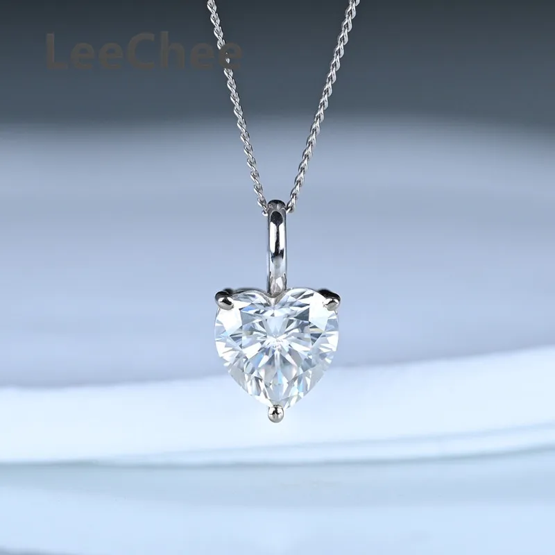 

2CT Heart Cut Moissanite Pendant 8MM Lab Diamond Fine Jewelry for Women Birthday Gift Real 18K White Gold Necklace Yellow Gold