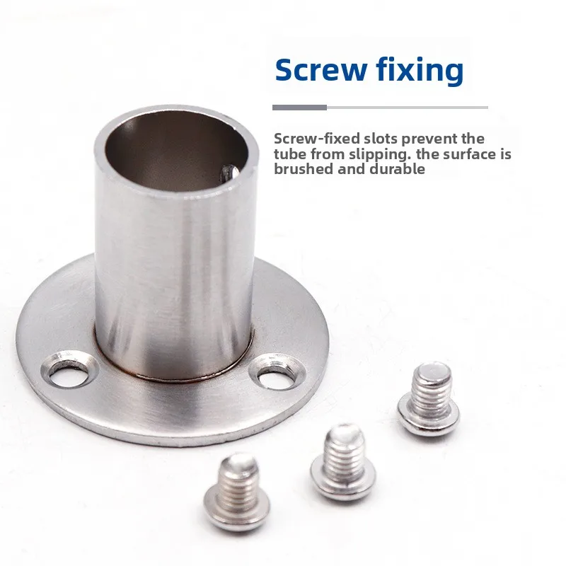 Stainless steel pipe flange base wardrobe clothes rod towel bar fixing bracket accessories wardrobe thickened flange base