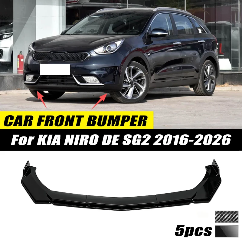For KIA NIRO DE SG2 2016-2026 Front Bumper Lip Front Guard Spoiler High-quality ABS Material Body Kit Front Lip Accessory