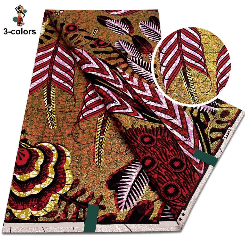 

2025 New Grand Super African Glitter Glam Fabric Cotton Ankara Golden Wax Flash Gold Print Pagne Sprinkle African Wax Fabric ﻿