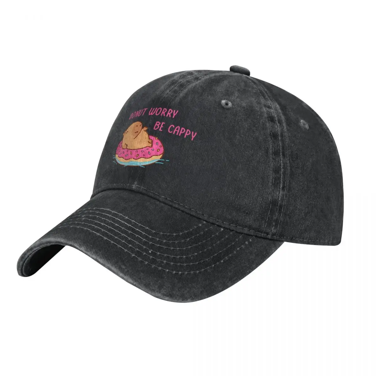 Floating In A Donut Floater, Donut Worry Be Cappy Baseball Caps Peaked Cap Capybara Sun Shade Hats for Men