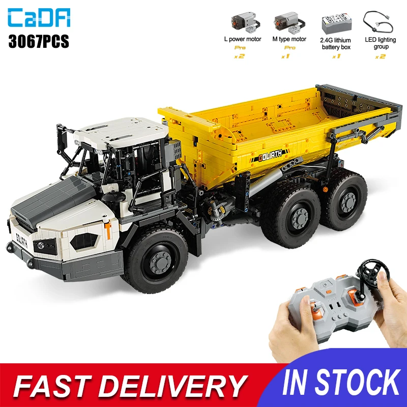 Cada Technical City Rc Articulated Dump Truck Building Blocks 3067PCS Heavy Engineering RC Car Remote Control Bricks Adult Toy