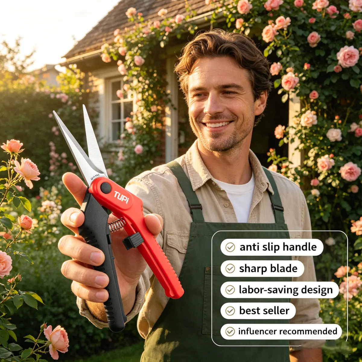 TUPI Garden Scissors Garden Stretching Shears Non-Slip Labor-Saving Flower Branch Shears Fruit and Vegetable Shears