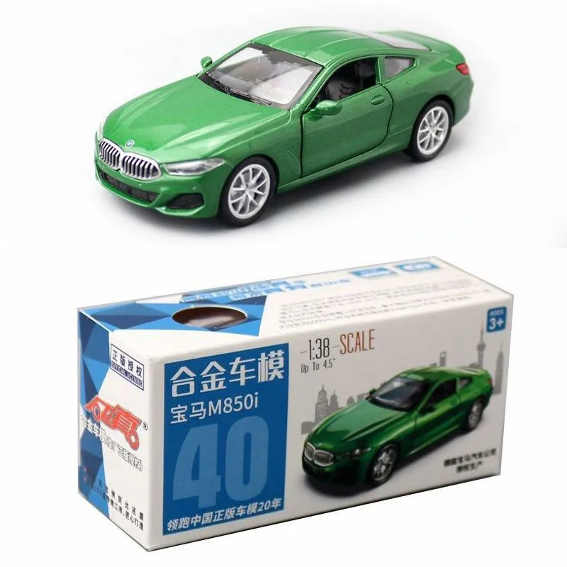 1/44 BMW M850i Diecast Metal Toy Vehicle Miniature Model Super Car Pull Back Doors Openable Collection Gift Kid Boy Match Box