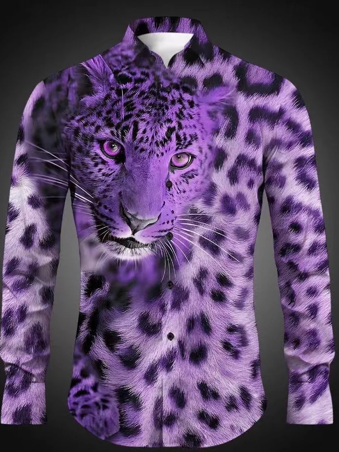 

Men's Long Sve Digital Print Casual irt Faionable Slim Fit Polyester Blend Comfortable Wear for Daily Use