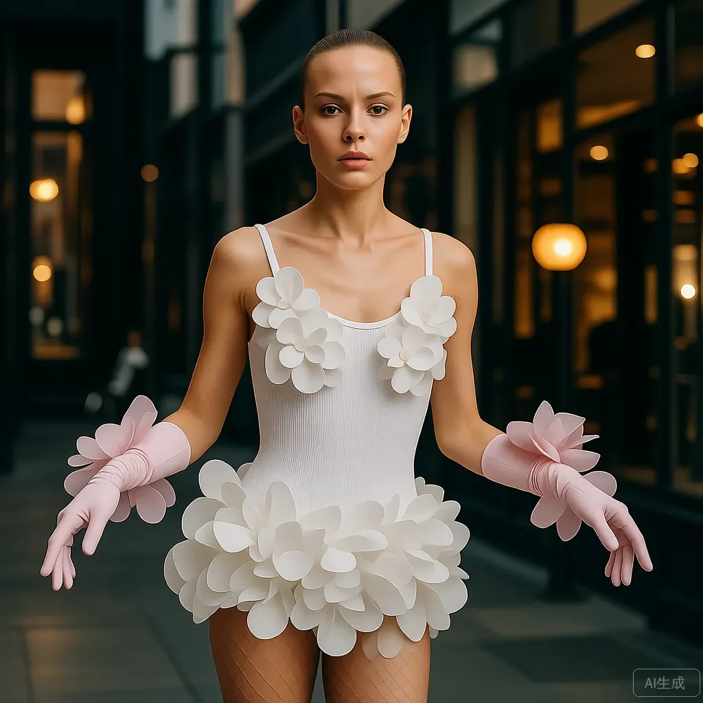 بدلة رومانسية من الأورجانزا مُزينة بنقشة الزهور وفستان جنية صغير باللونين الأبيض والوردي لحفلات الزفاف/الحفلة الراقصة TikTok رائجة 2026 من أي وقت مضى جميلة #1