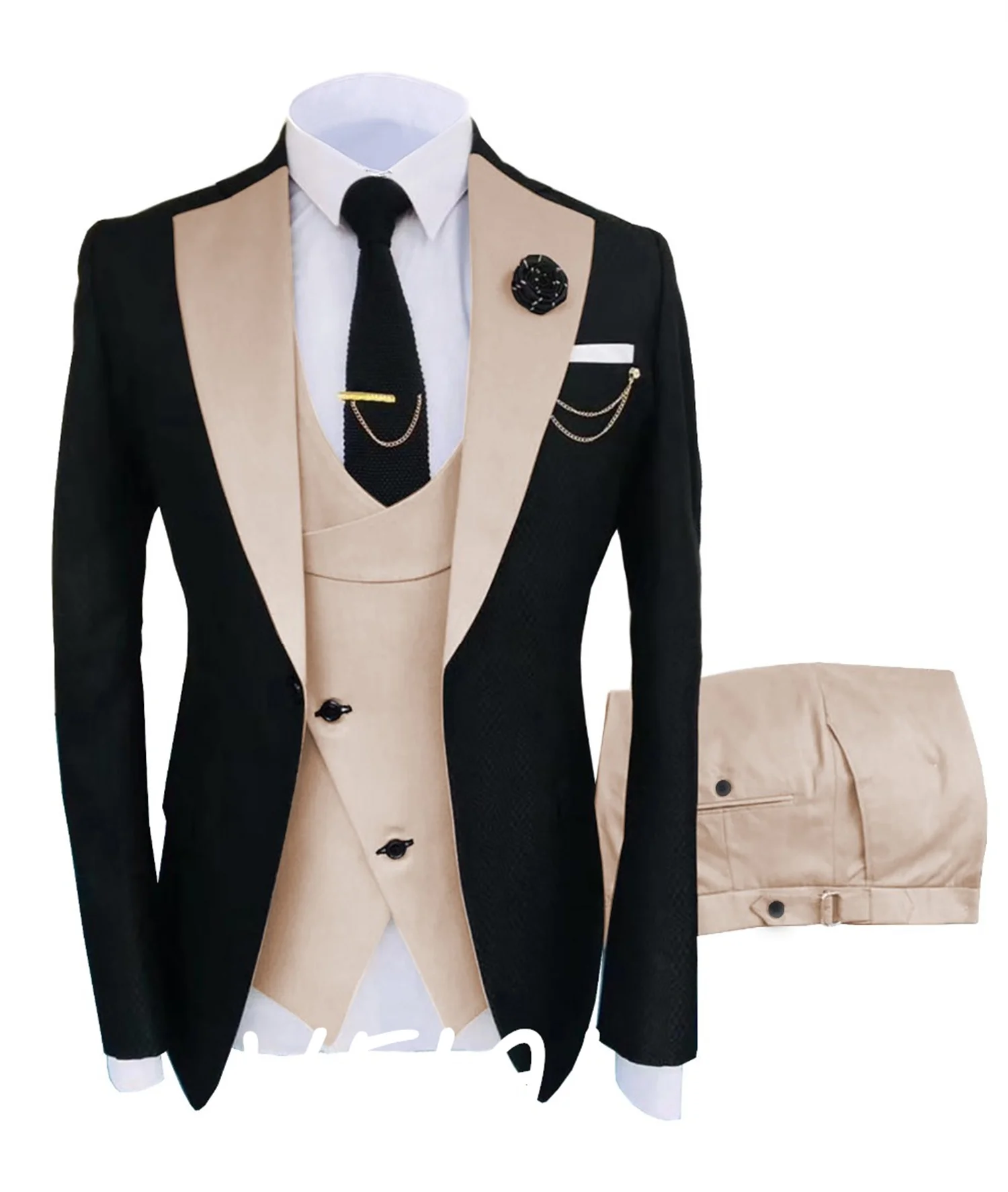 

CustomizedNew Costume Homme Popular Clothing Luxury Party Stage Men's Suit Groomsmen Regular Fit Tuxedo 3 Peice Set Jacket+Trous