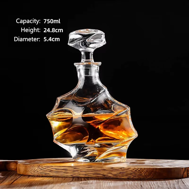 

Lead-Free Glass Whiskey Decanter Thick-Walled Crystal Bottle for Bourbon Scotch,Elegant Barware Gift in Various Styles YLN&GY