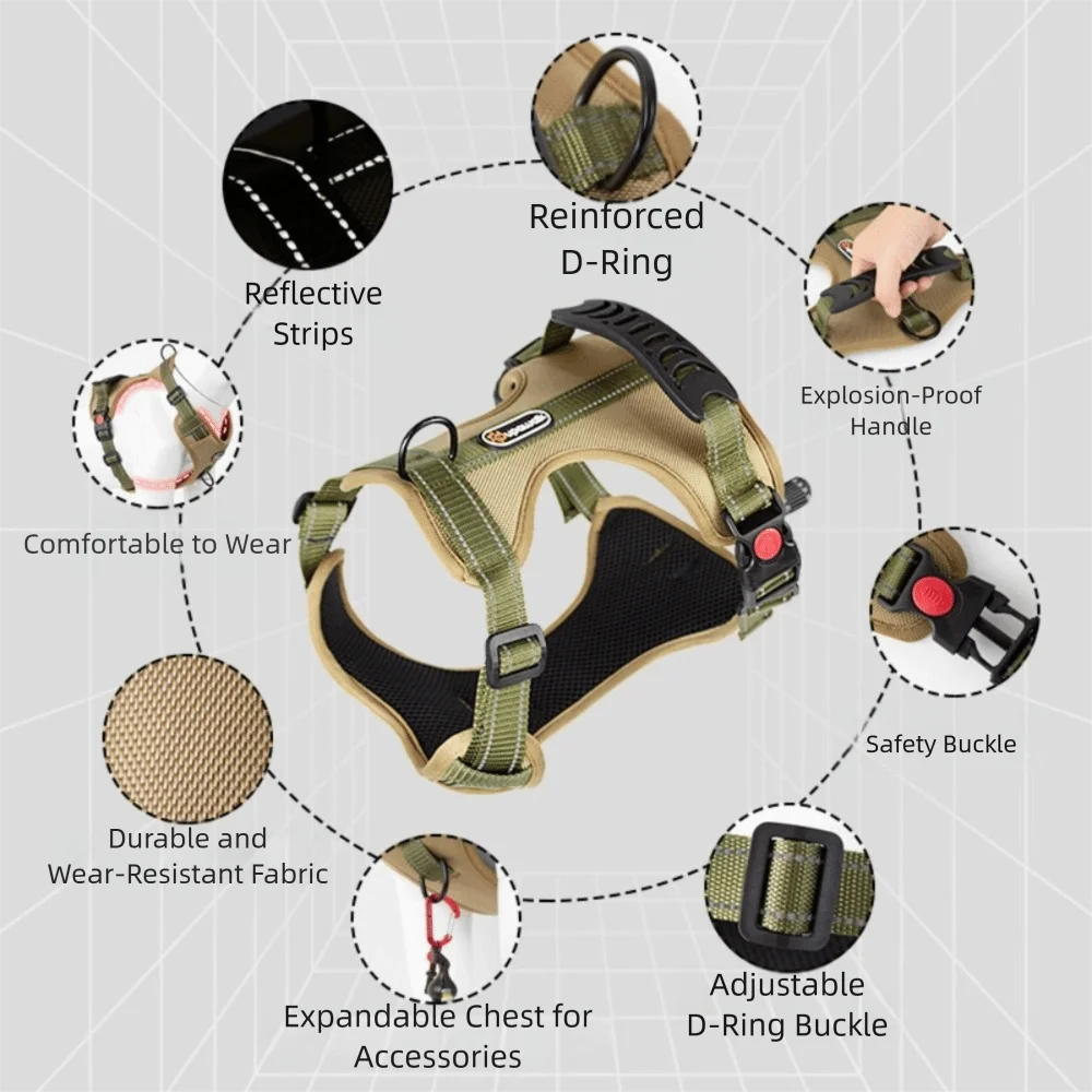 Adjustable Vest Type Dog Harness Lightweight Durable Dog Chest Strap Breathable Reflective No-Pull Chest Strap Training Use