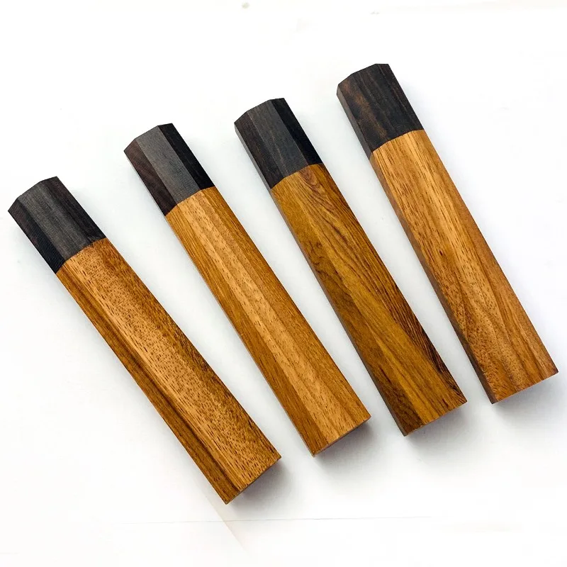 3 Sizes Rivet Structure Natural Bubinga Wood Japanese Style Octagonal Wooden Kitchen Fish Knife Handle DIY Make Accessories Part