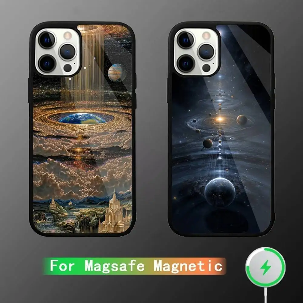 

Space For Galaxy Universe Phone Case For iPhone 17,16,15,14,13,12,11,Pro,Max,Plus,Mini,SE4,E Magnetic Magsafe Wireless Charging