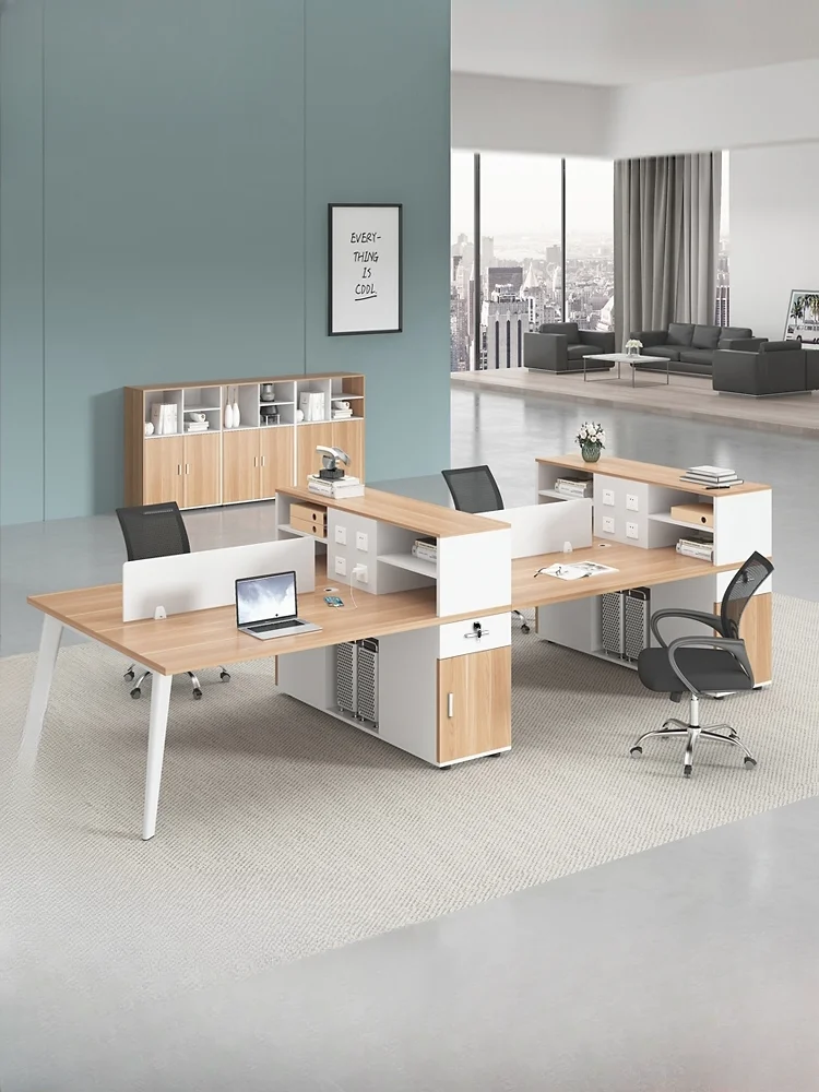 

Staff desk Simple modern 2 double 4 four 6 people office computer desk and chair