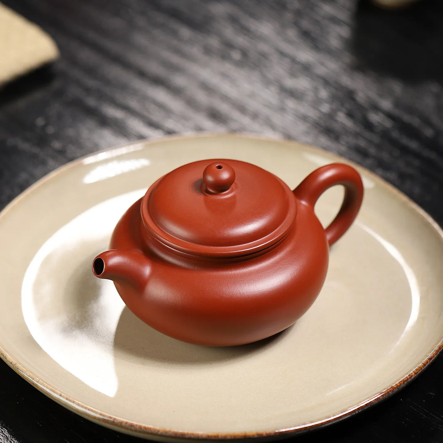 Handmade Red Clay Zisha Teapot 180ml Fang Gu Shape Traditional Gongfu Brewing Pot for Relaxed Tea Breaks and Serving Rituals