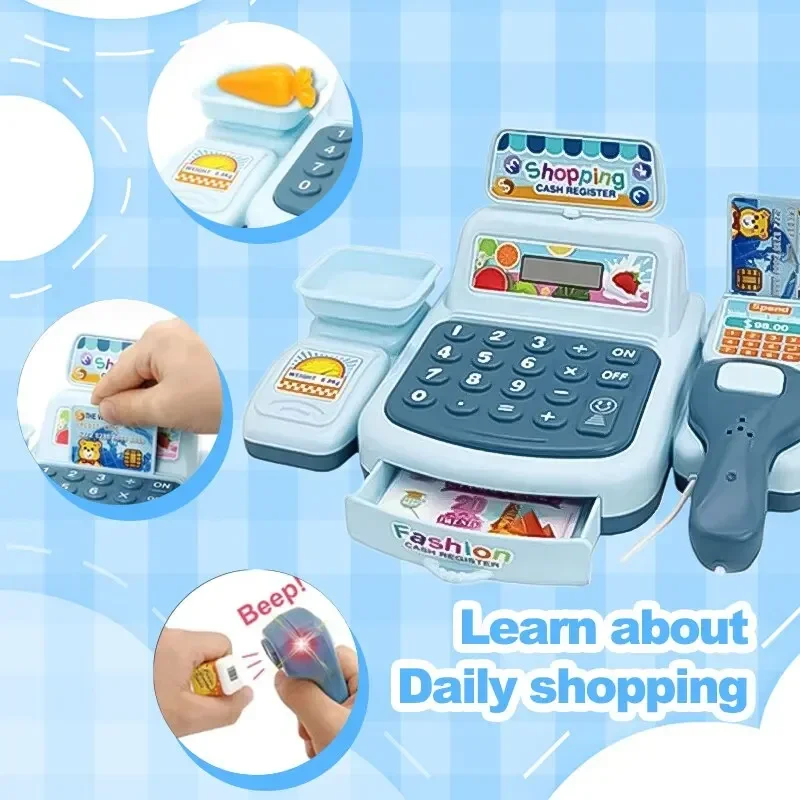 2025 new Simulation Shopping Cash House Toys Electronic Game Lighting And Sound Effects Supermarket Cashier Toys