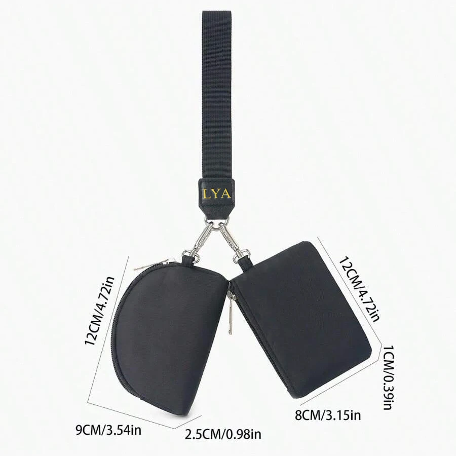 Personalisierte 2-teilige multifunktionale Nylon-Handgelenktasche mit Geldbörse, wasserdichte Doppeltaschen-Münzbörse – Detail 2