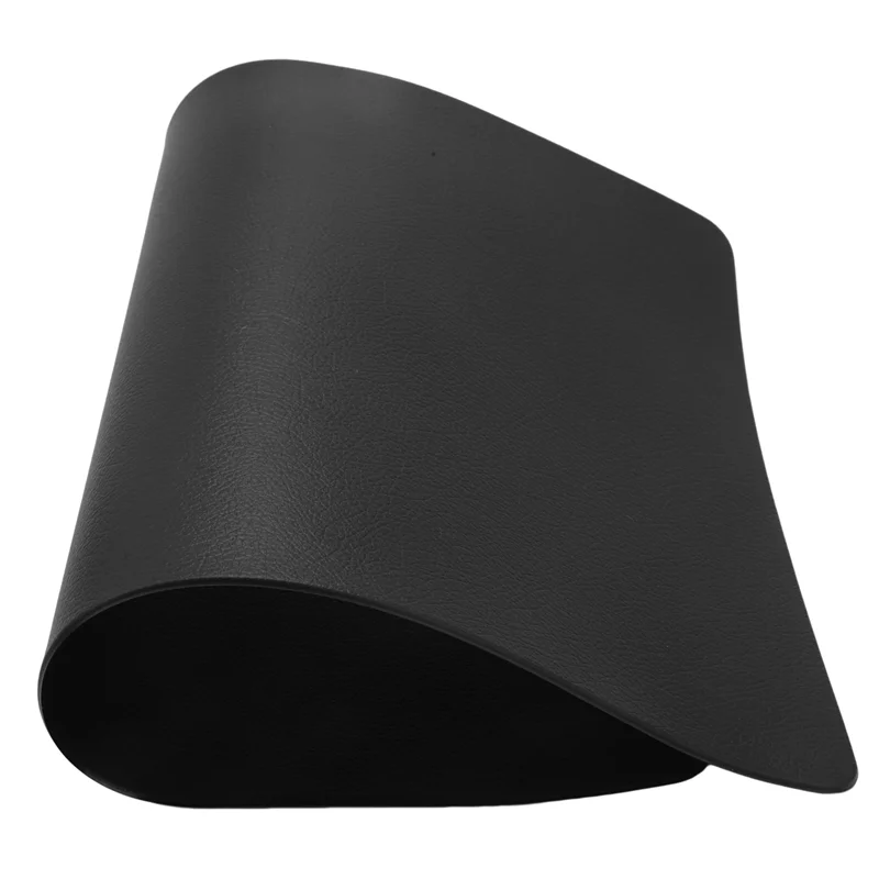 Placemat 4PCS Heat- Placemats Artificial Leather Placemats Waterproof Non-Slip Washable Kitchen Placemats (Black)