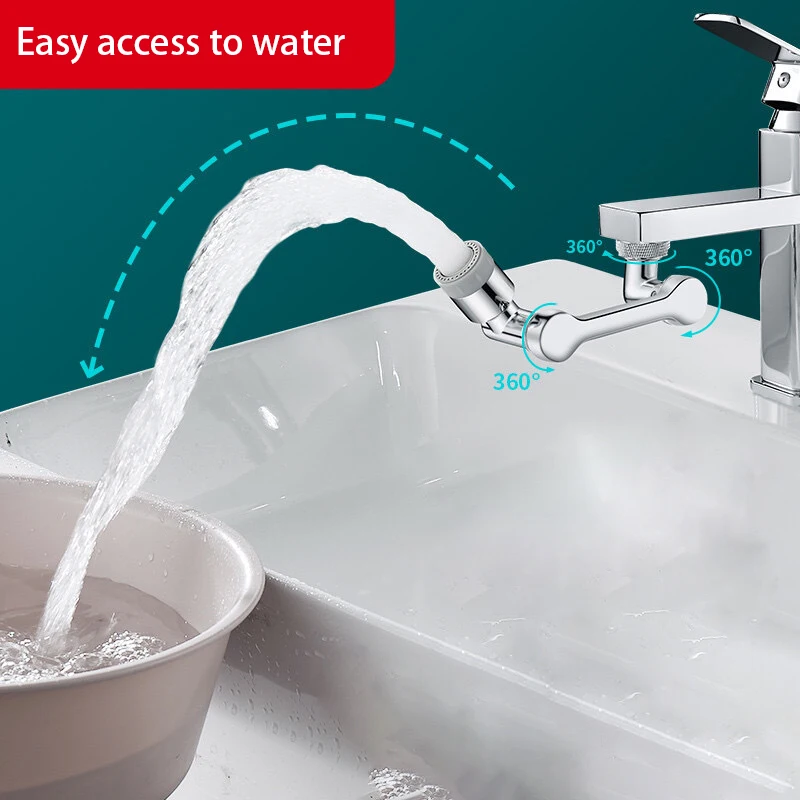 Wasserhahn-Verlängerung Roboterarm 1080 ° Drehbarer Universal-Wasserhahnkopf, schwenkbarer Wasserhahn für Küchen- und Badezimmerwaschbecken – Detail 7