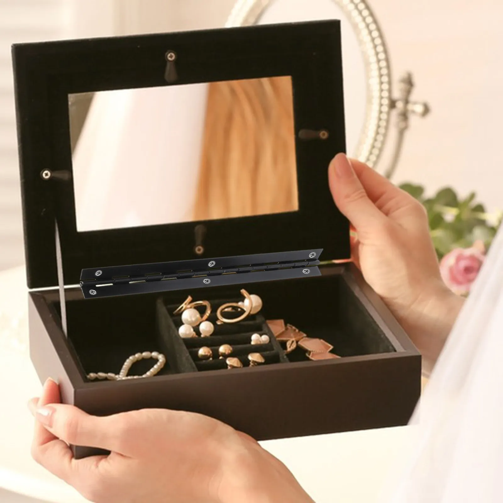 4 Pcs Piano Hinge Continuous Jewelry Case Metal Hinges for Crafts Chest Furniture Small