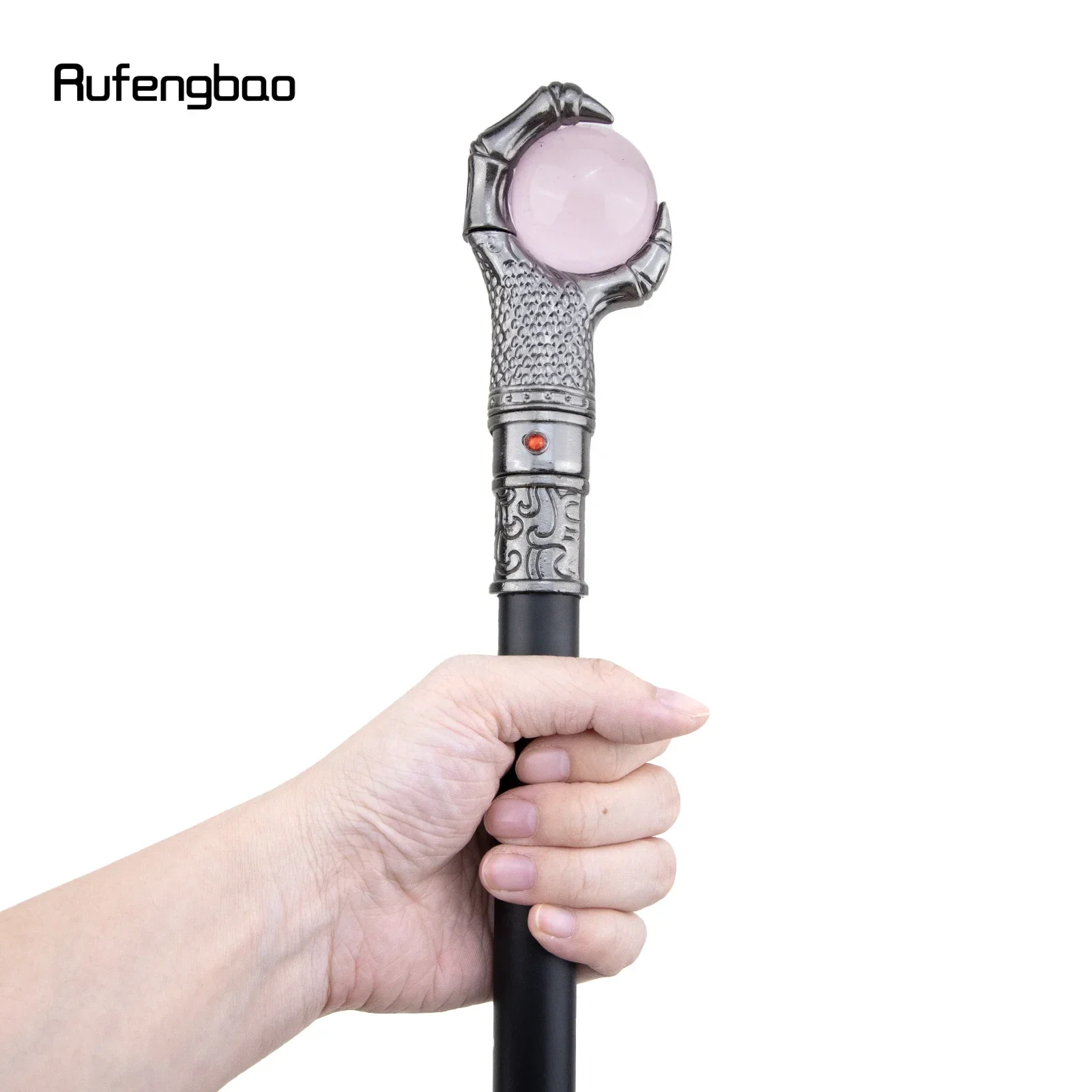 الفضة التنين مخلب فهم الوردي كرة زجاجية عصا المشي الأزياء الزخرفية عصا للمشي أداء المرحلة قصب 93 سنتيمتر