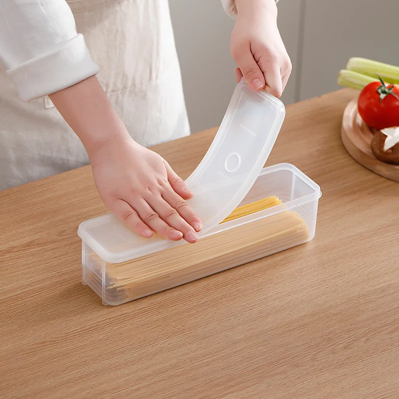 Noodle Storage Box Kitchen Dry Food Spaghetti Container Home Cereal Preservation Storage Box with Cover Refrigerator Storage Box