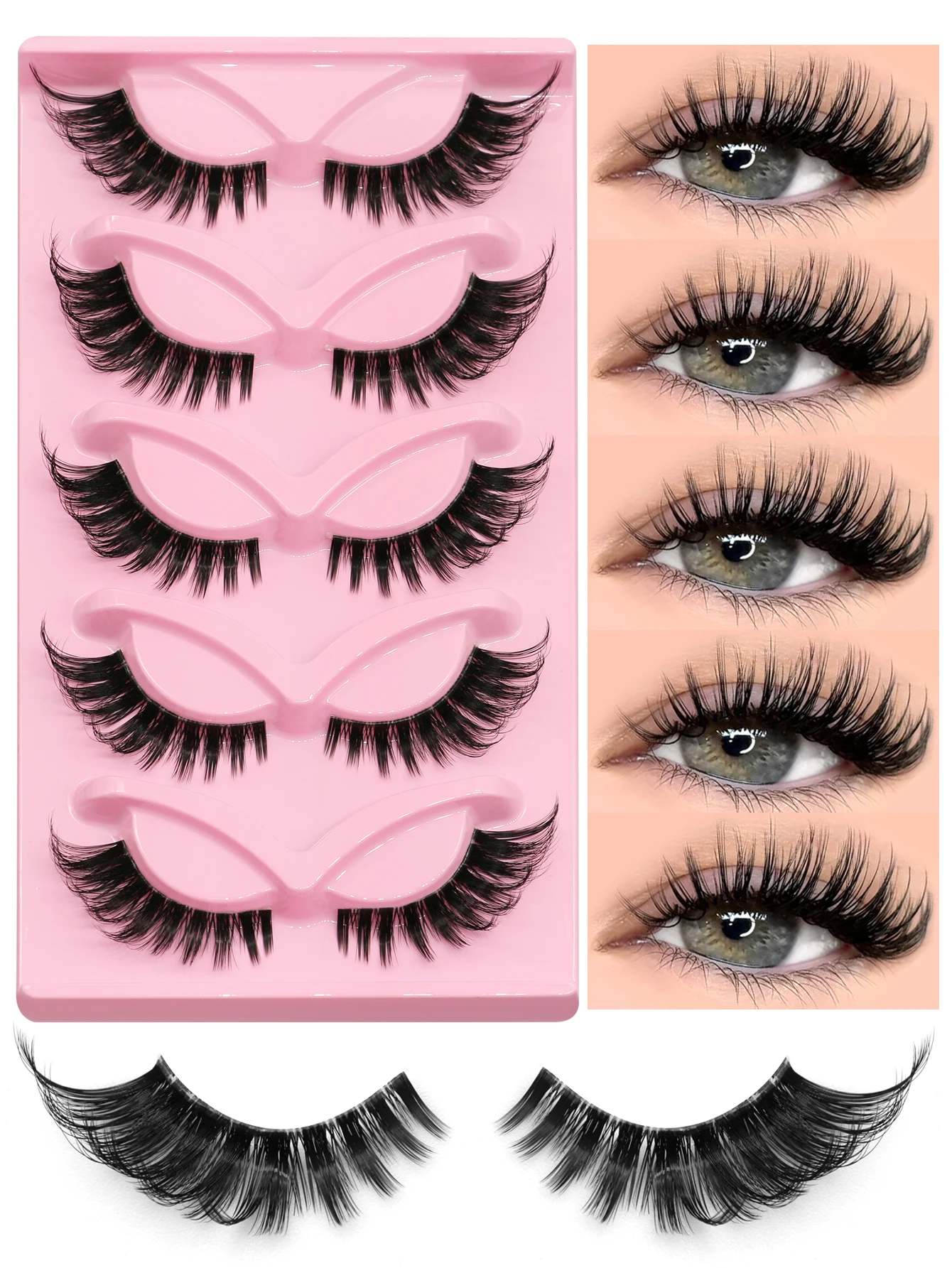 Veltrinay vison cílios olho de gato cílios volume raposa olho cílios postiços cílios naturais 3d d-curly volume cílios postiços maquiagem