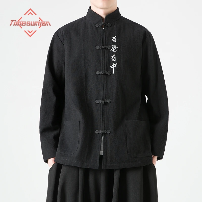 

Spring Autumn Chinese Style Hanfu Tops Tang Suit Tai Chi Kung Fu Jackets Male Cotton Linen Coat Oriental Fashion Clothing