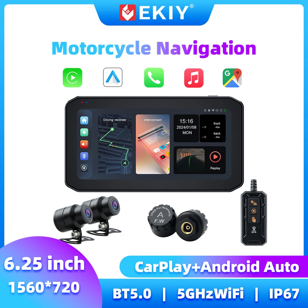 

EKIY 6,25-дюймовый мотор GPS мотоцикл Carplay монитор беспроводной Carplay Android автоматический дисплей мотоцикл GPS экран для мотоцикла