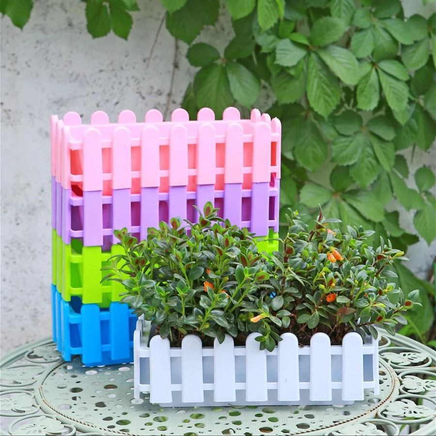 Fence style Flower Pot Rectangular Flower Trough Flower Pot Vegetable Garden Vegetable Pot Balcony Home Flower Cultivation