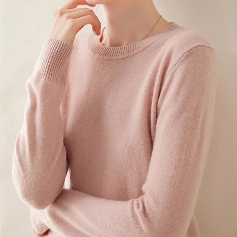 fashion classic style crew neck knit cashmere jumper cashmere pullover sweater for women