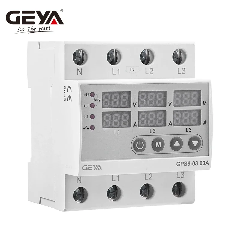 Imagem -02 - Geya-din Rail Phase Voltímetro Amperímetro Ajustável sobre e sob Tensão Monitor de Proteção de Limite de Corrente Gps803