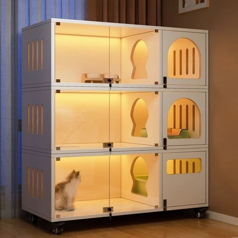 Cat villa pet, cat cabinet foster cage, cat solid wood cabinet
