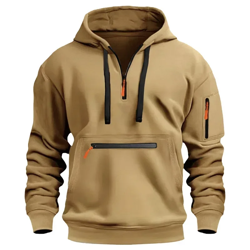 2026 New Men's Fashion Casual Hoodie Autumn/Winter Multi Pocket Fashion Loose Oversized Hoodie Men's Wear