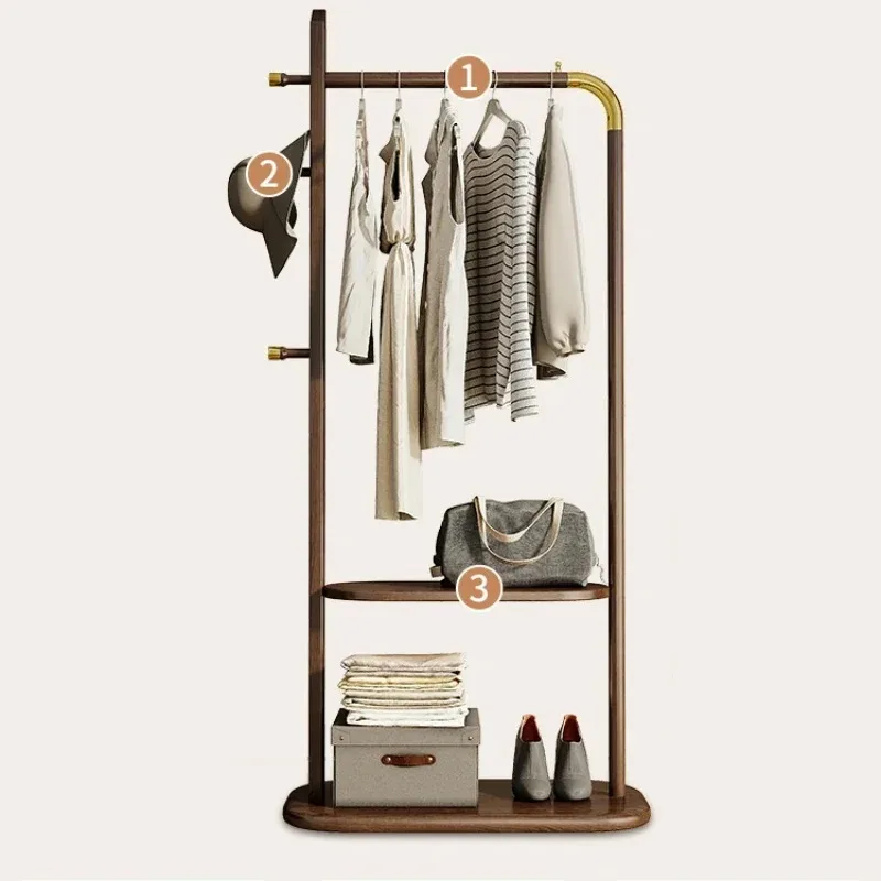 

Solid Wood Coat Rack Versatile Hat Coat Hanger Storage Stand Multiple Sections Drying Rack Bag Shoe Organizer for Bedroom